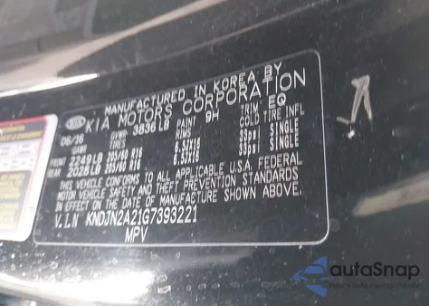 2016 Kia Soul z USA, uszkodzony, nr VIN KNDJN2A21G7393221